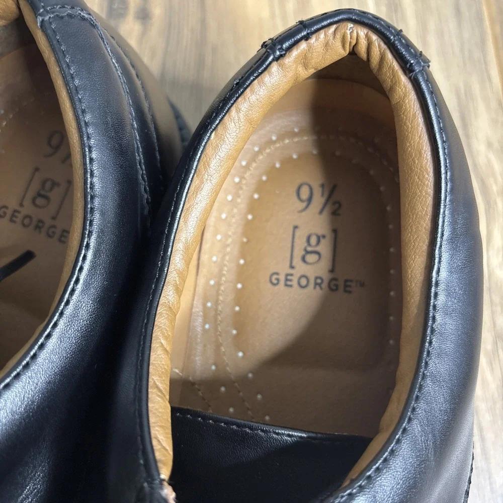 George Dress‎ Oxfords Men's Size 9 Shoes Black Leather